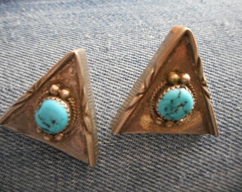 Sterling Silver and Turquoise Southwestern Collar Tips