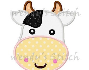 farm cow applique machine embroidery design instant download