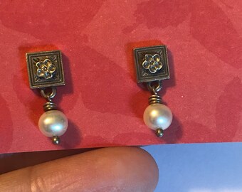 Sterling Silver And Pearl Post Earrings