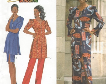 90s Shanti Womens Tunic, Skirt & Pants Shaped Neckline Simplicity Sewing Pattern 7495 Size 12 14 16 18 Bust 34 36 38 40 UnCut