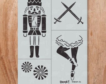 Nutcracker 4-Pack Stencil- Reusable Craft &DIY Stencils- S1_4P_28 -8.5x11- By Stencil1