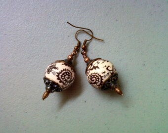 Peach, Brown and Copper Earrings (1846)