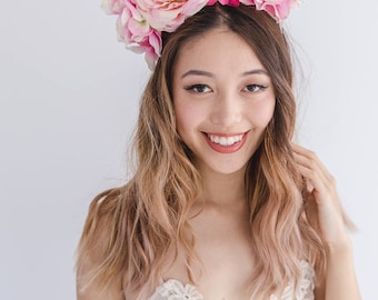pink statement flower crown // spring racing flower crown / spring carnival flower crown / spring races flower headband / flower fascinator