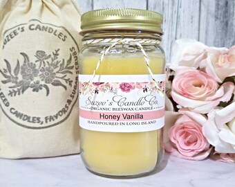 Organic Beeswax Candle - Organic Candles - Beeswax Candle - Mason Jar Candles - Natural Candles - Container Candles - Air Purifier