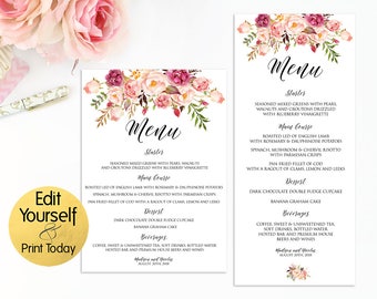 Floral wedding menu | Etsy