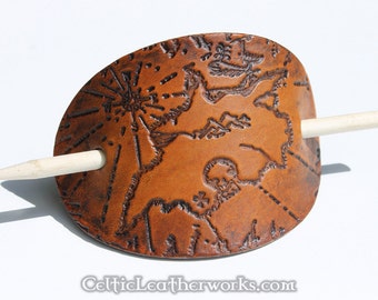 Pirate Treasure Map Leather Barrette