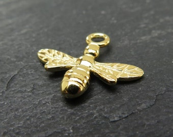 Gold over 925 Sterling Silver Bee Pendant 13mm