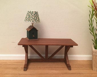 1:12th Scale Dollhouse Miniature Console/Desk in Walnut Stain