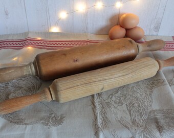 2 old wooden rolling pin rolls. Vintage.