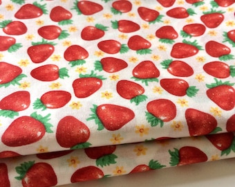 Two Remnants Rose & Hubble Strawberry Fayre Cotton Fabric