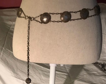 1970’s silver plated coin and chain belt