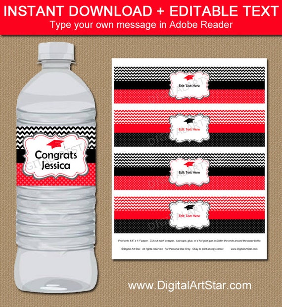 graduation water bottle labels printable high school