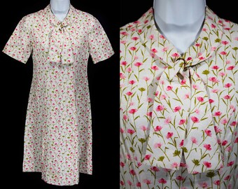 Vintage 60's Pink Floral Dress S