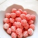 red and white german glass textured beads - bulk destash lot 50 pcs - red beads, pink beads, pink gingham beads
