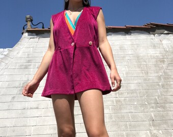 Vintage Purple Terrycloth Swim Cover-Up