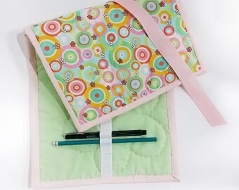 Quilted Pencil Case - floral circles
