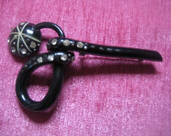Art Deco brooched bakelite with paste, paste, rhinestone.