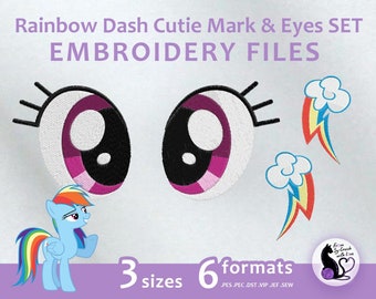 My Little Pony - Rainbow Dash Cutie Mark & Eyes SET - Embroidery Machine Design