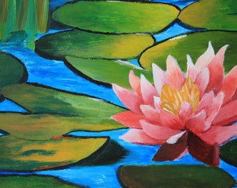 Water lily painting | Etsy