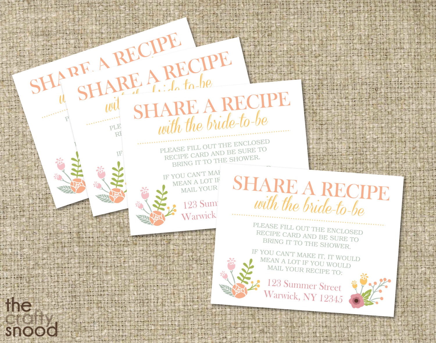 Share a Recipe Card Insert Digital File Printable