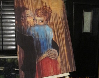 Lovers Hug- Mixed Media Gallery Wrapped Wall Art