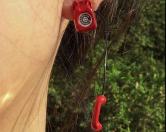 Vintage rotary telephone earrings