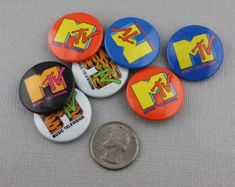 Vintage MTV Pin 1980s Choice of Color! NO BLUE