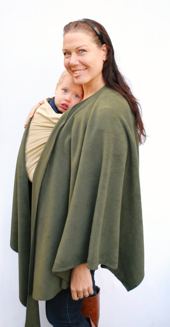 Items similar to Fleece Poncho Maternity Coat Babywearing Jacket Wrap