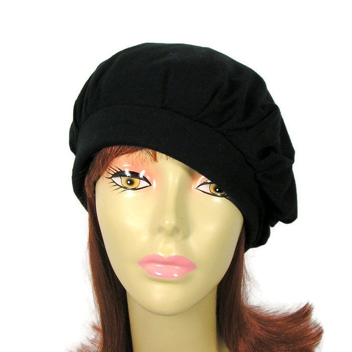 Cotton Beret Black 100% Cotton Slouchy Beret Trendy Slouchy