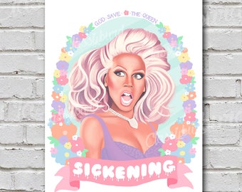 Mama RuPaul "Sickening" Illustration Digital Print - RuPaul's Drag Race (A1, A2 + A3) - Classyburd