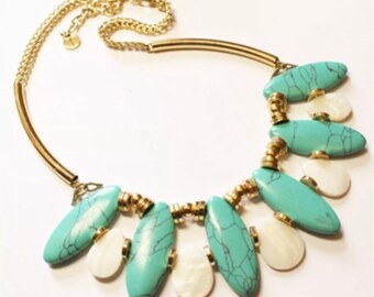 Swanky Vintage Costume Jewelry Southwestern Style Glam Bibbed Statement Necklace 70s or 80s