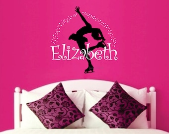 Figure Skater with Name Wall Decal - Ice Skate - Ice Skating - Winter Sport - Skater Decal - Girls name vinyl letters wall decal - Skating