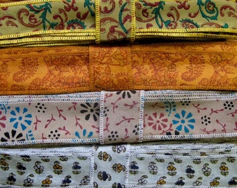 Recycled Silk Ribbon, Silk Trim, 4 colors, R34