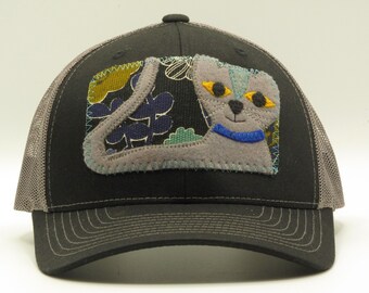 Gray Kitty Cat Baseball/Trucker Hat