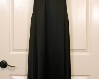 Sheer Cutout Yoke Long Black Vanity Fair Peignoir