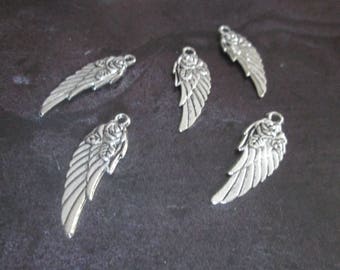 10 charms wings and Pink Silver 30 mm x 11 mm