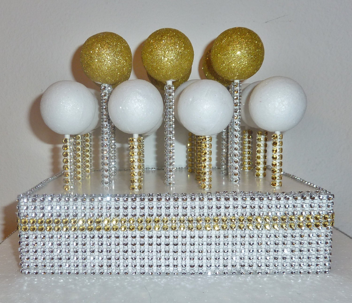 Gold Silver Bling Wedding Cake Pop Stand Rustic Glam Gold Silver Bling Wedding Cake Pop Stand Rustic Glam