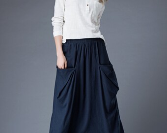 Blue linen pants, linen pants, harem pants, harem pants women, linen harem pants, linen pants women, womens linen pants, navy pants C867