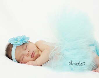AQUA tutu....newborn tutu, baby tutu with matching headband, newborn photography ....birthday tutu