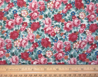 Flannel Mauve and Green Floral - Odd Size F-O-3