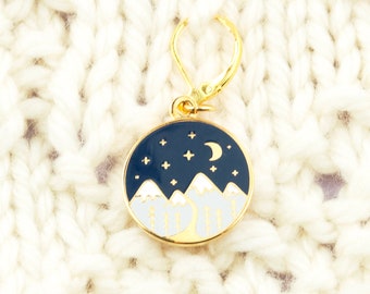 Mountain Progress Keeper | stitch marker, gold plated enamel