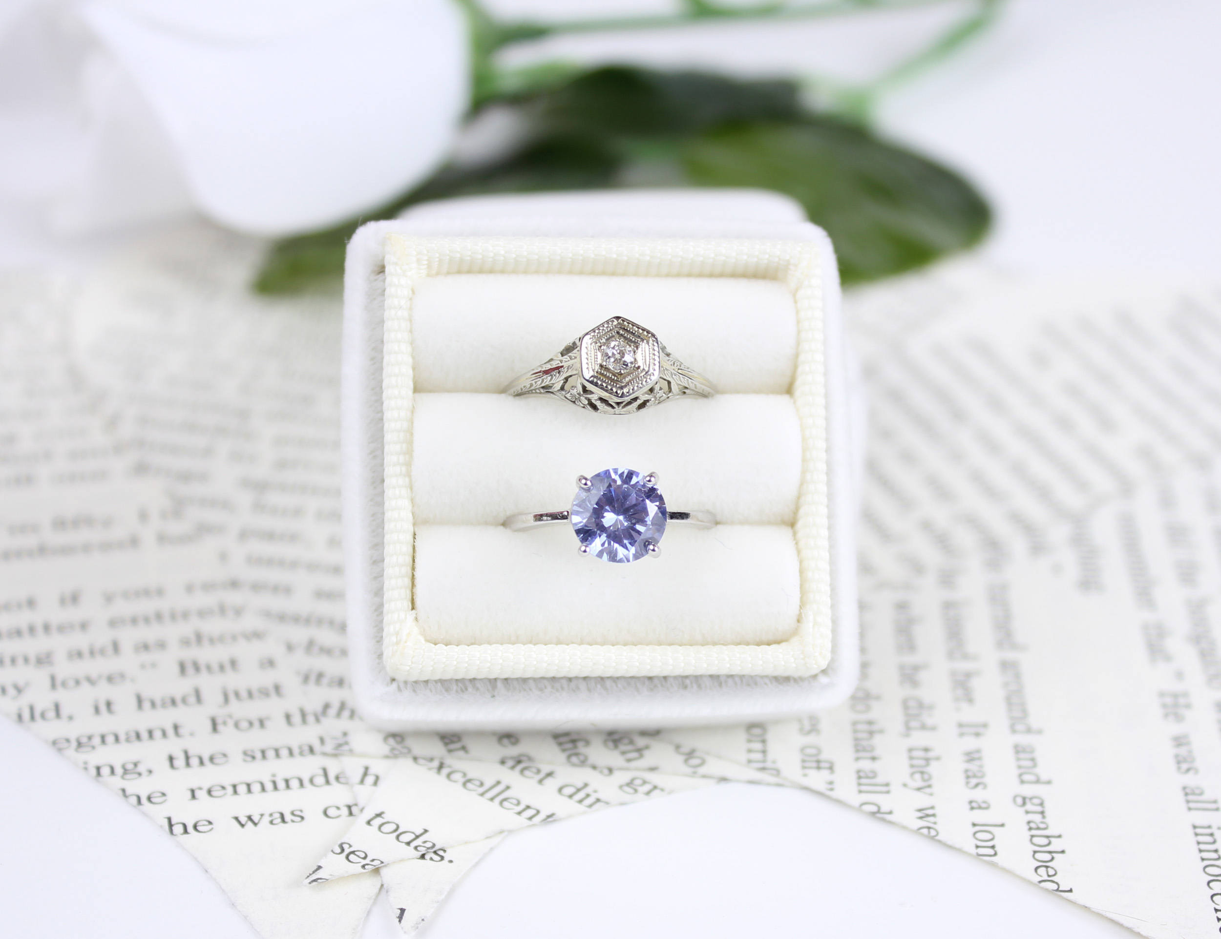 Velvet Ring Box in Ivory , Gifts for Bridesmaids, Gifts for the Bride to Be or Wedding Gift