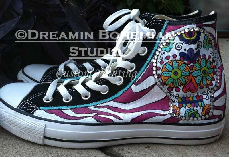 Dia de los Muertos Converse Day of the Dead Shoes Painted High