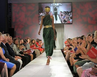 Green velvet wrap dress
