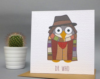 Dr Who Owl Greetings Card