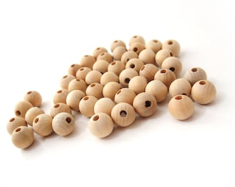 Natural Wood Beads round 10mm unfinished spacer beads 50pcs #PB202A