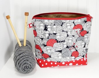 Knitting bag sheep, Crochet project bag, small work in progress knitters gift, wip knitting bag, gift for knitter, crochet gift