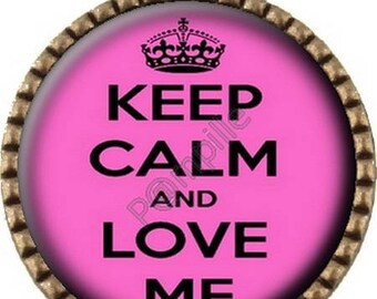 Bronze Cabochon pendant - Keep calm and Love me (532)