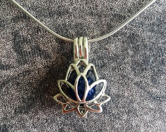 Lotus Necklace, Aromatherapy Necklace, Diffuser Necklace, Essential Oil Necklace, Essential Oil Diffuser Necklace, Lava Stone Necklace