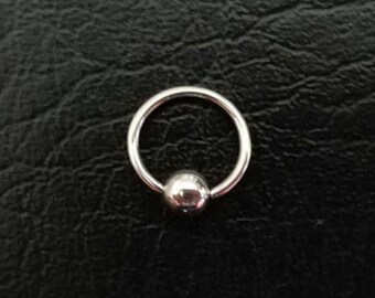 Tiny Captive Bead Ring 20g 18g 16g 14g 5/16" 8mm 3mm ball Steel Nostril Hoop Helix Ring Tragus Cartilage ring Septum Silver Stainless Steel
